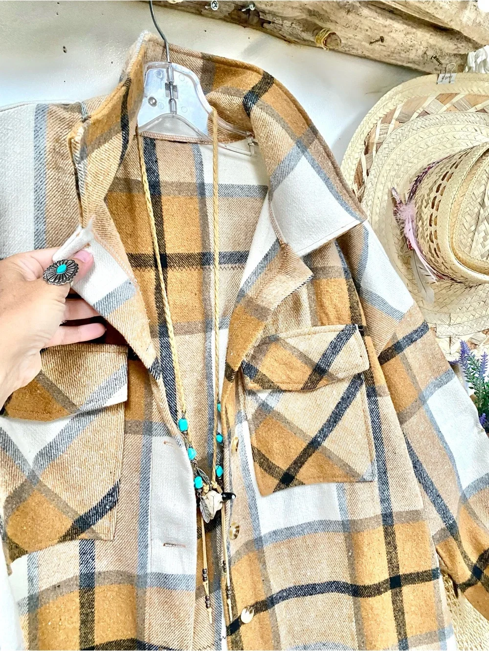 RARE Native horse upcycled boho shacket w southwestern cottagecore prairie vibe - Picture 9 of 12